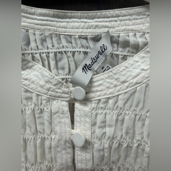 MADEWELL M Smocked Top in Cotton-Silk Blend NW994 - Picture 6 of 8